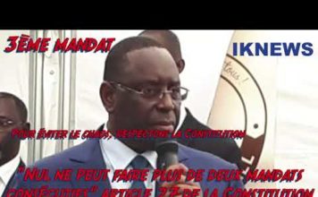 3ème mandat: notre parti pris.Au nom de la parole sacrée, au nom du respect de nos Institutions, au nom du respect de la vie des citoyens sénégalais…